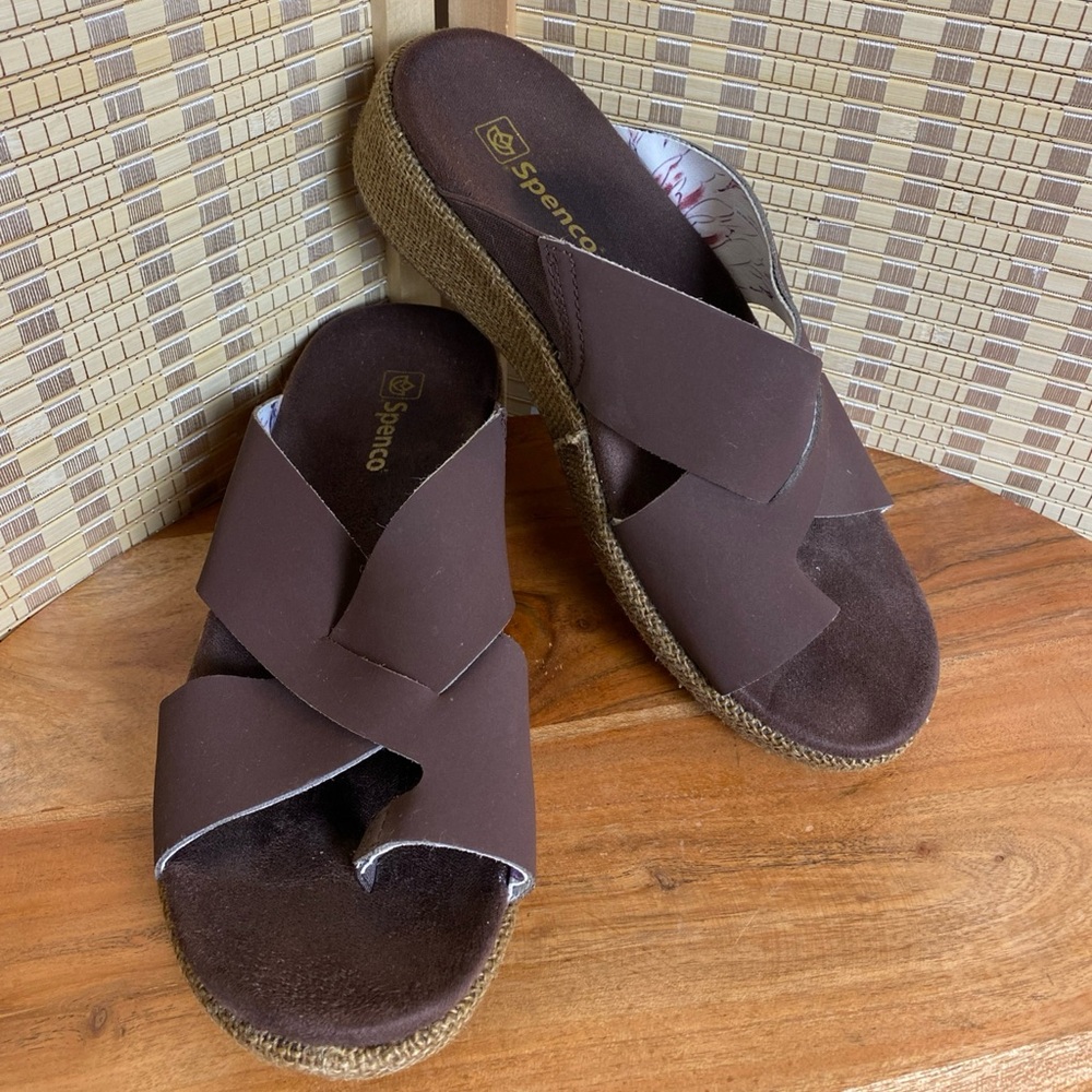 🔶Spenco Oasis Brown Leather Sandals Size 7.5W